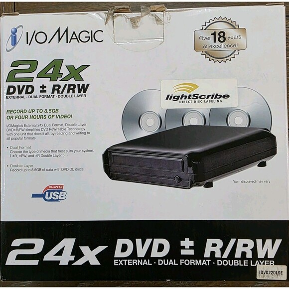I/O Magic External DVD R/Rw Dual Format Double Layer DVD Drive, LightScribe - Picture 2 of 8